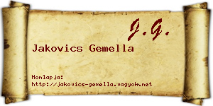 Jakovics Gemella névjegykártya